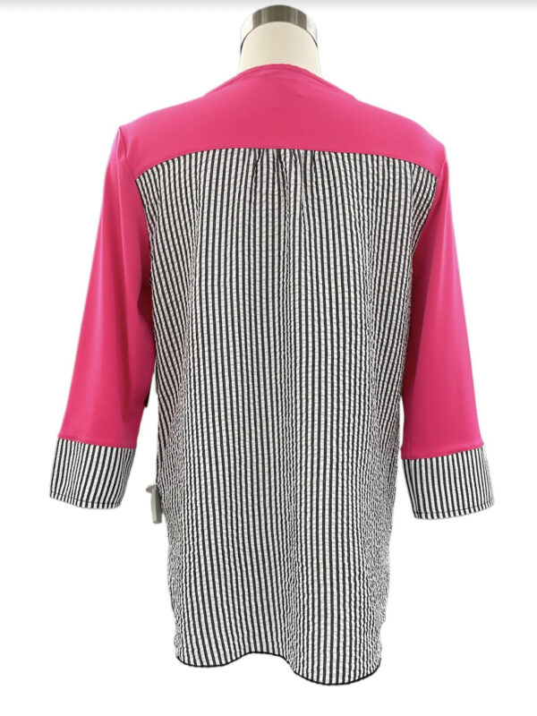 MULTIPLES STRIPE & SOLID KNIT POCKET TOP - Image 2