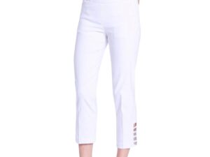 MULTIPLES WHITE LADDER HEM CROP W/ POCKETS