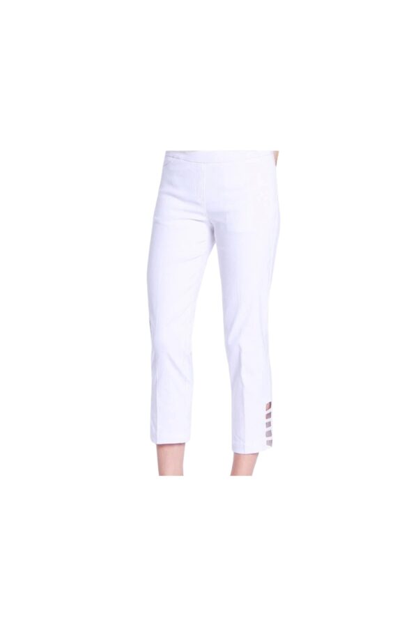 MULTIPLES WHITE LADDER HEM CROP W/ POCKETS