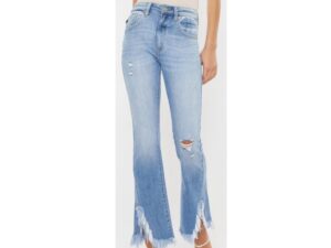 KAN CAN HIGH RISE FRINGE HEM BOOTCUT