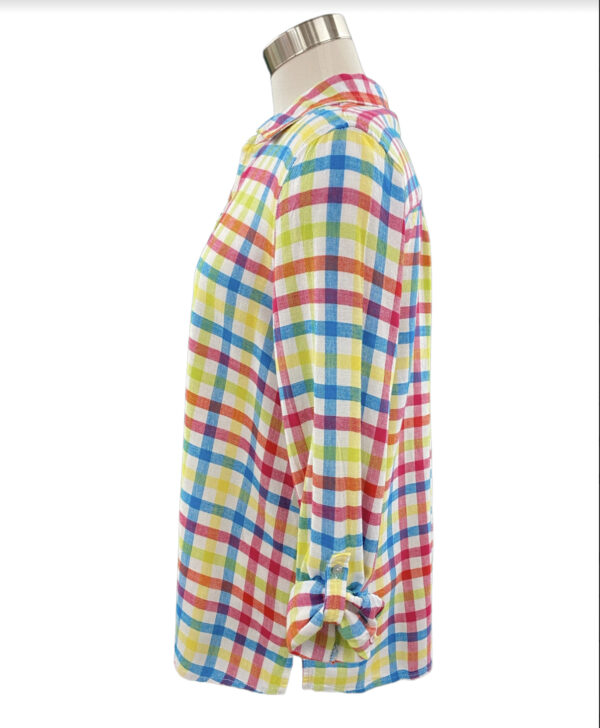 MULTIPLES TAB SLEEVE PLAID COLLARED SHIRT*NOW 75% OFF* - Image 3