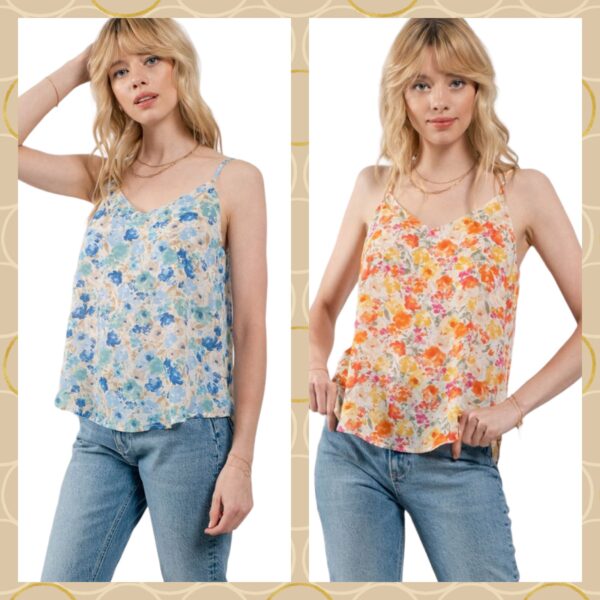 FLORAL WOVEN  V-NECK CAMI