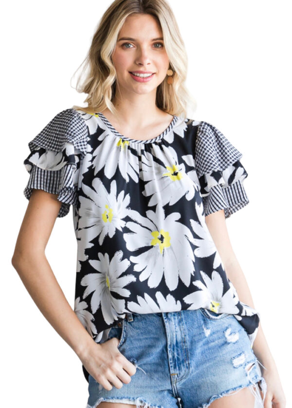 FLORAL FLUTTER SLEEVE BLOUSE - Image 2