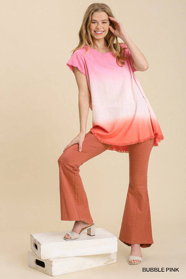 LINEN BLEND DIP DYE TOP - Image 3