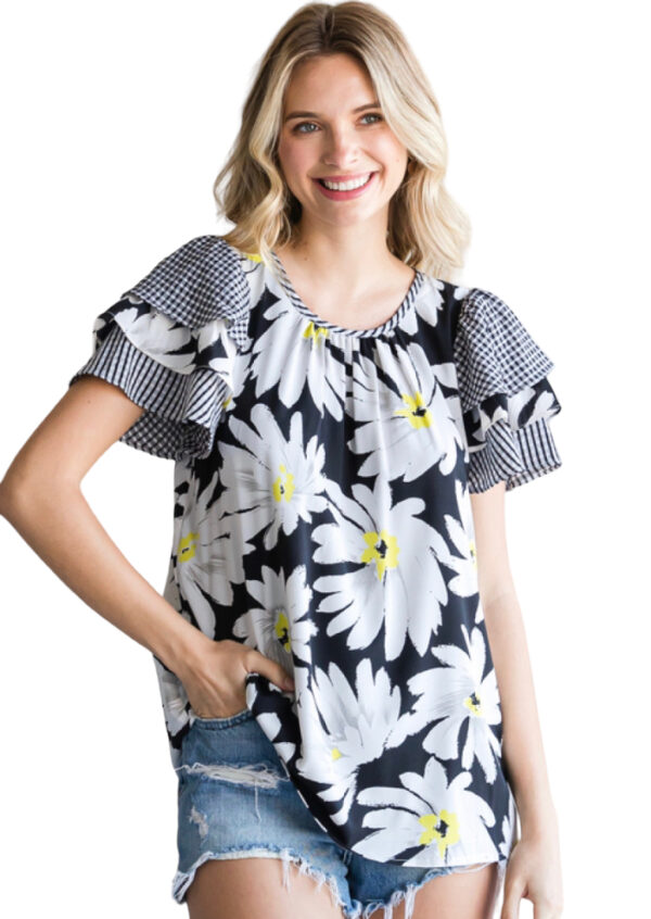 FLORAL FLUTTER SLEEVE BLOUSE - Image 3