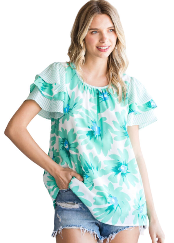 FLORAL FLUTTER SLEEVE BLOUSE - Image 9