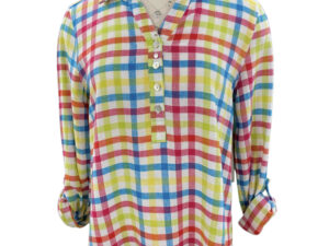 MULTIPLES TAB SLEEVE PLAID COLLARED SHIRT*NOW 75% OFF*