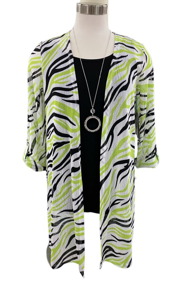 MULTIPLES ZEBRA 3/4 SLEEVE OPEN CARDIGAN
