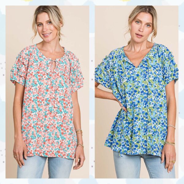TIE FRONT FLORAL PRINT TOP*NOW 75% OFF*