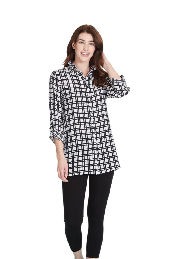 MULTIPLES WIRE COLLAR PLAID BLOUSE - Image 3