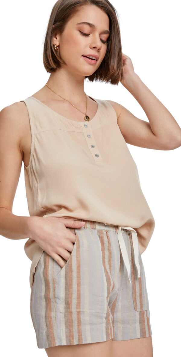 STRIPED DRAWSTRING LINEN SHORTS - Image 4