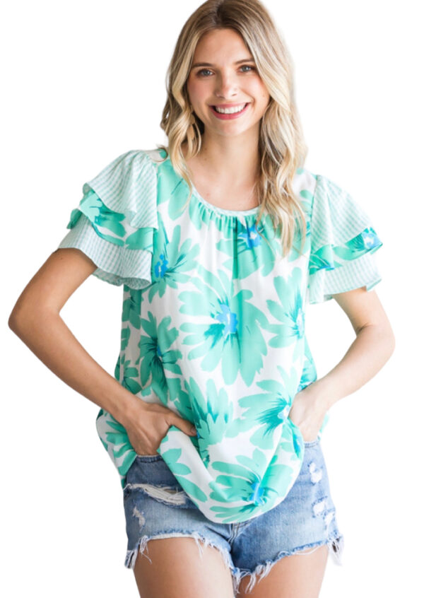 FLORAL FLUTTER SLEEVE BLOUSE - Image 8