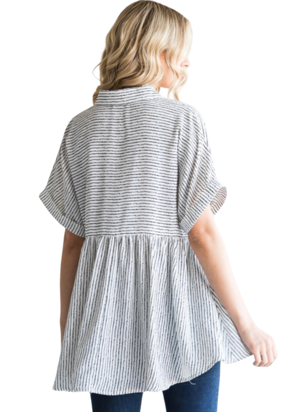 STRIPED COLLARED BABYDOLL TOP - Image 2