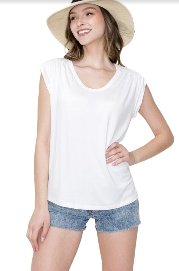 SMOCKED SHOULDER KNIT TOP - Image 3