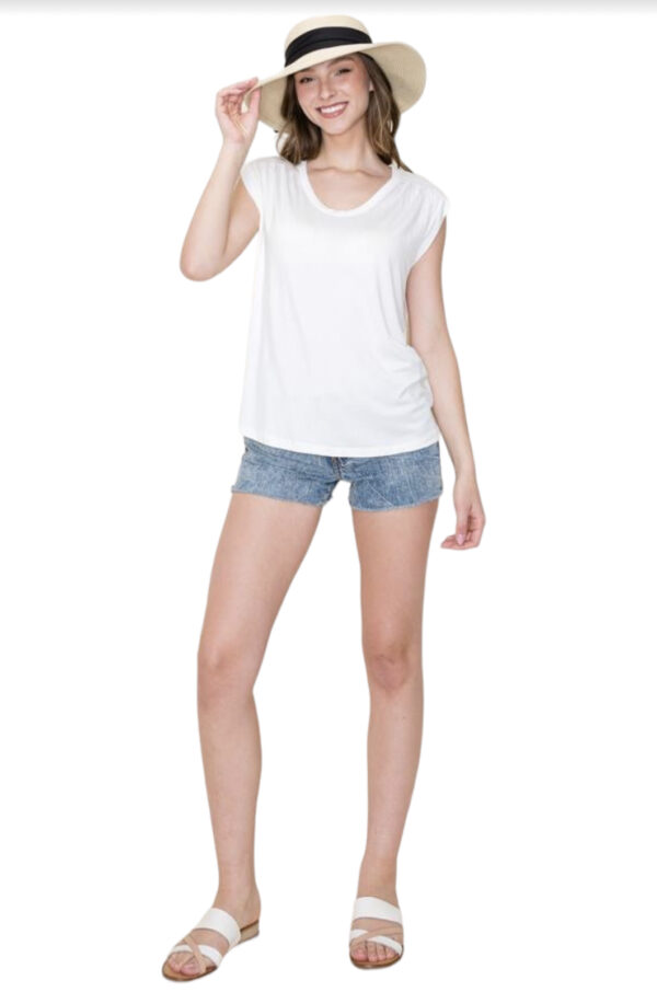 SMOCKED SHOULDER KNIT TOP - Image 2
