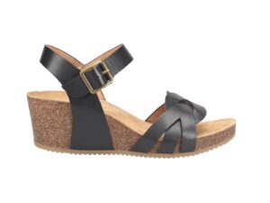COMFORTIVA ERENA BLACK LEATHER WEDGE