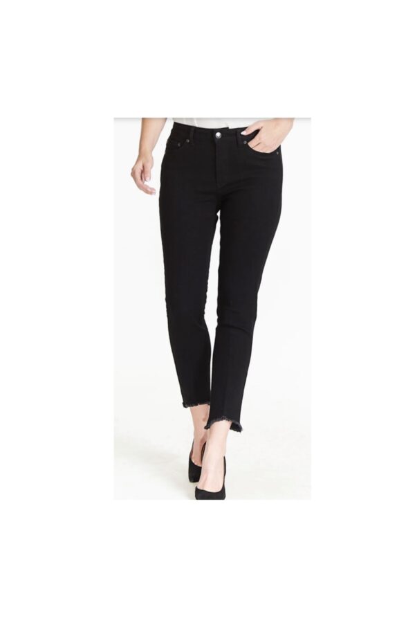 MULTIPLES DENIM FRINGE HEM ANKLE JEANS