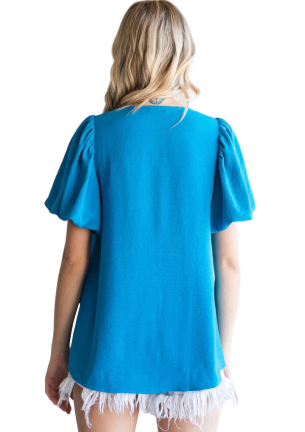 V-NECK WOVEN PUFF SLEEVE BLOUSE - Image 7