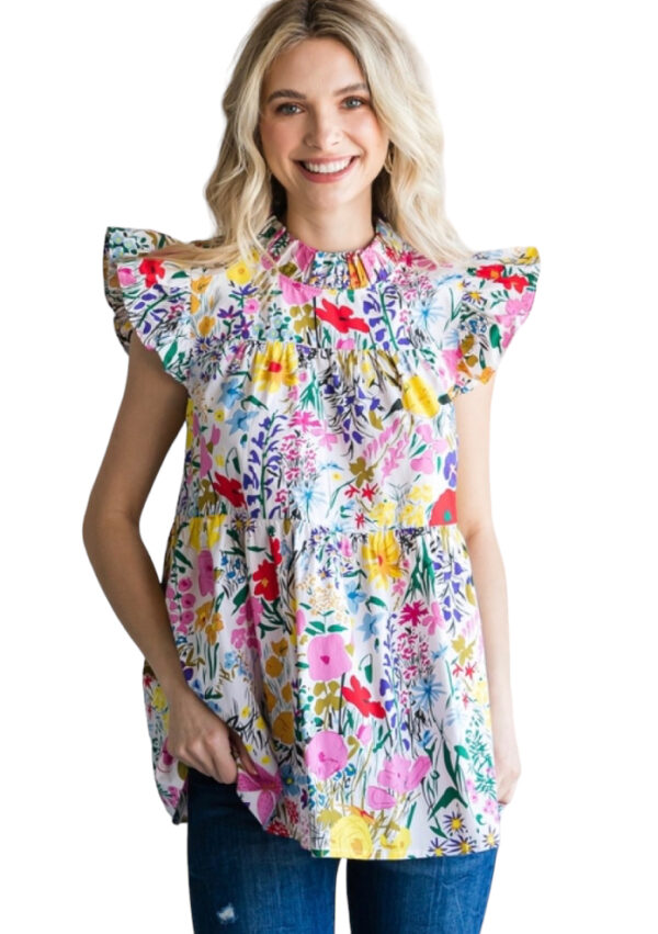 TIERED CAP SLEEVE BABYDOLL TOP