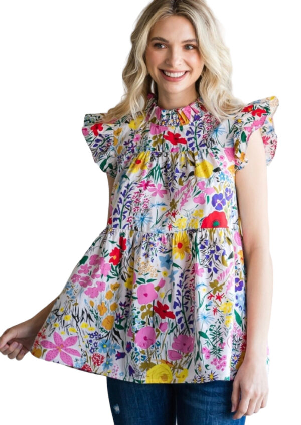 TIERED CAP SLEEVE BABYDOLL TOP - Image 3
