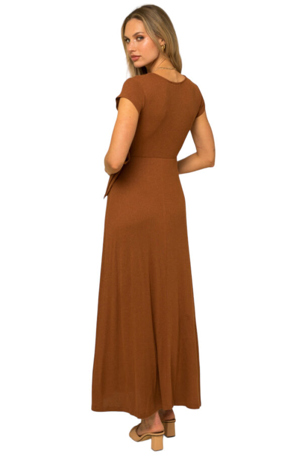 KNIT SHORT SLEEVE WRAP MAXI DRESS - Image 5