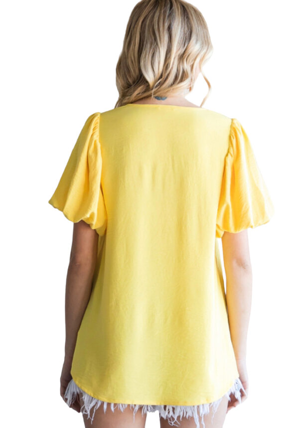V-NECK WOVEN PUFF SLEEVE BLOUSE - Image 4