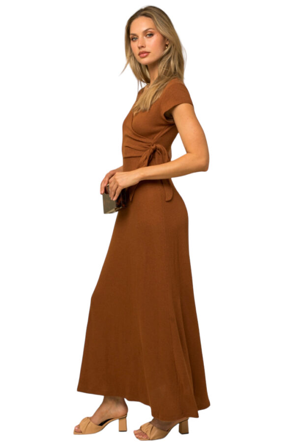 KNIT SHORT SLEEVE WRAP MAXI DRESS - Image 4