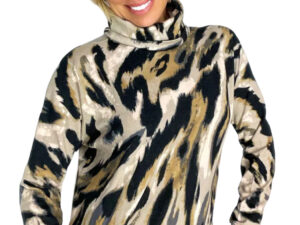 ETHYL ANIMAL PRINT TURTLENECK