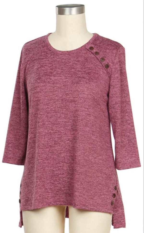 SOUTHERN LADY MARLED BUTTON TRIM SWEATER
