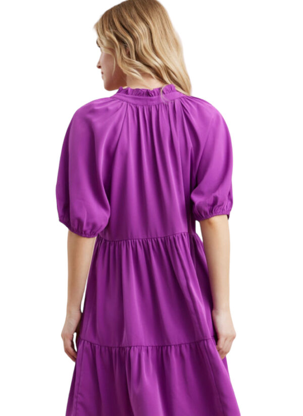 PUFF SLEEVE V-NECK TIERED DRESS - Image 3