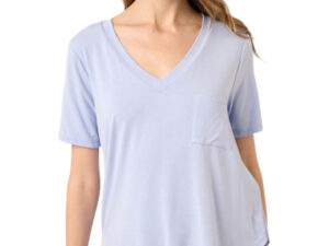 BAMBOO V-NECK POCKET TEE - DUSKY BLUE