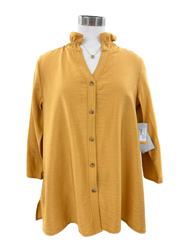 MULTIPLES Y NECK CRINKLE WOVEN BLOUSE*NOW 75% OFF*