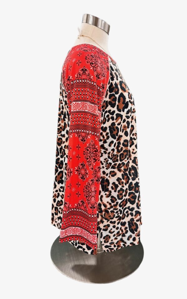 MULTIPLES RAGLAN SLEEVE PRINT KNIT TOP**NOW 75% OFF** - Image 3