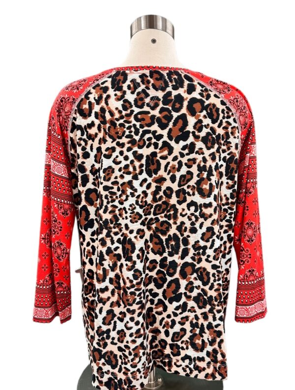 MULTIPLES RAGLAN SLEEVE PRINT KNIT TOP**NOW 75% OFF** - Image 2