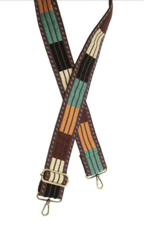 JOY SUSAN 2" MULTI STRIPE COLOR BLOCK GUITAR STRAP