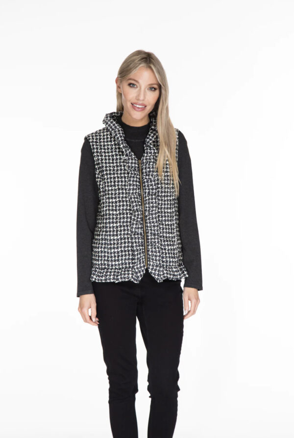 MULTIPLES RUFFLE TRIM HOUNDSTOOTH  NYLON VEST*NOW 75% OFF* - Image 2