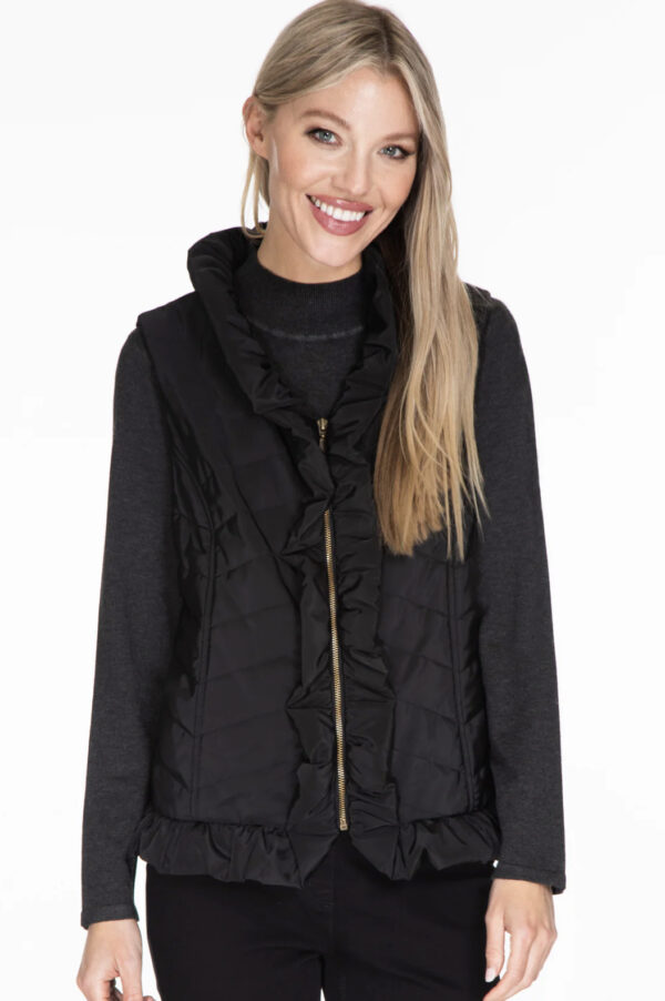 MULTIPLES RUFFLE TRIM QUILTED  NYLON VEST*NOW 75% OFF*