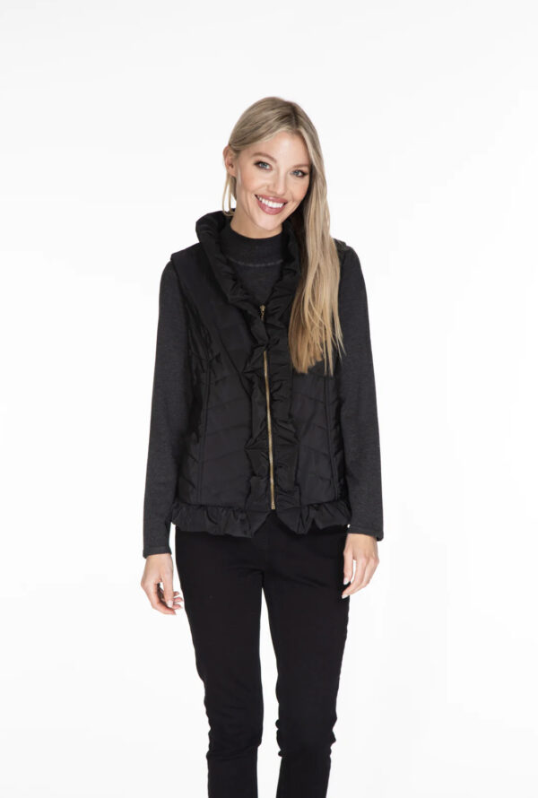 MULTIPLES RUFFLE TRIM QUILTED  NYLON VEST*NOW 75% OFF* - Image 2