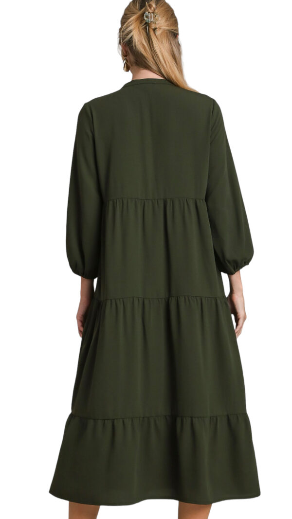 3/4 SLEEVE TIERED MIDI DRESS - Image 11