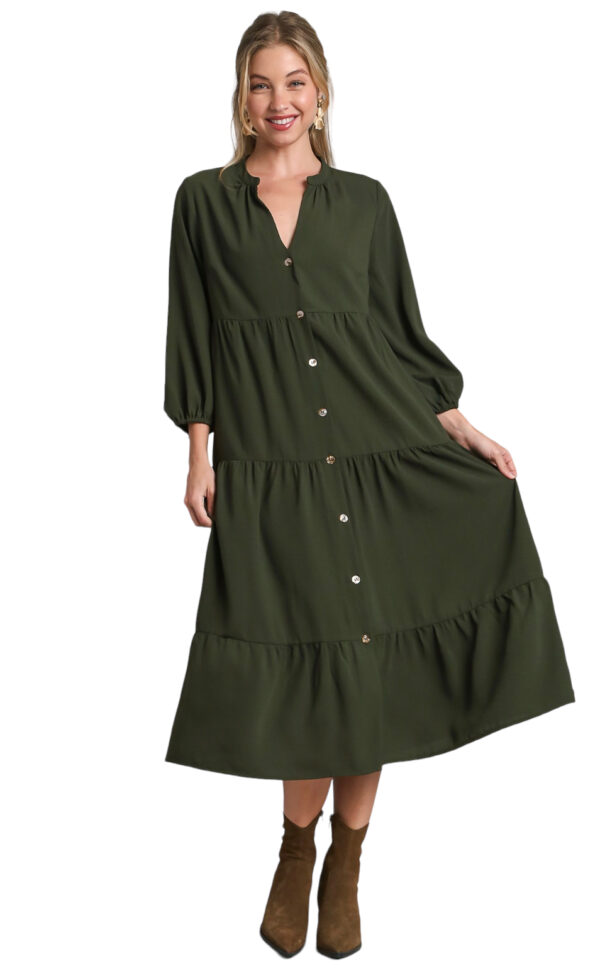 3/4 SLEEVE TIERED MIDI DRESS - Image 8