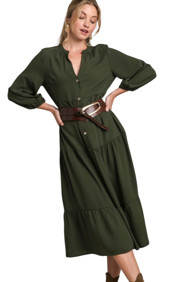 3/4 SLEEVE TIERED MIDI DRESS - Image 7