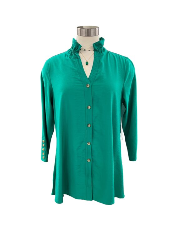 MULTIPLES Y NECK CRINKLE WOVEN BLOUSE**NOW 75% OFF**