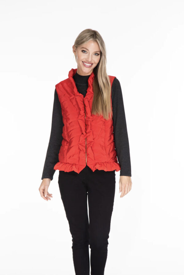MULTIPLES RUFFLE TRIM QUILTED  NYLON VEST*N0W 75% OFF* - Image 2