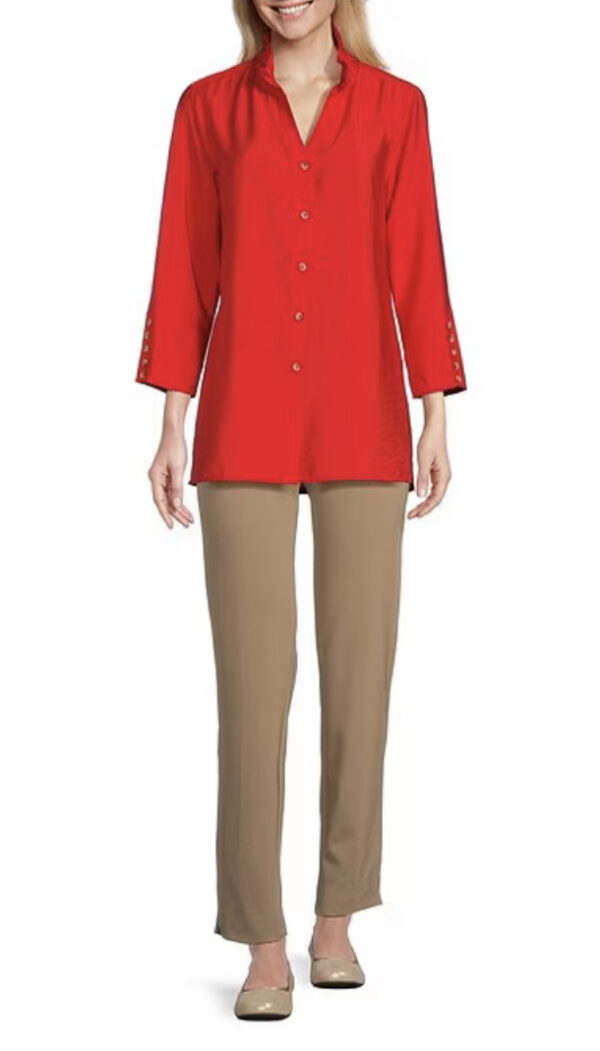 MULTIPLES Y NECK CRINKLE WOVEN BLOUSE*NOW 75% OFF* - Image 3