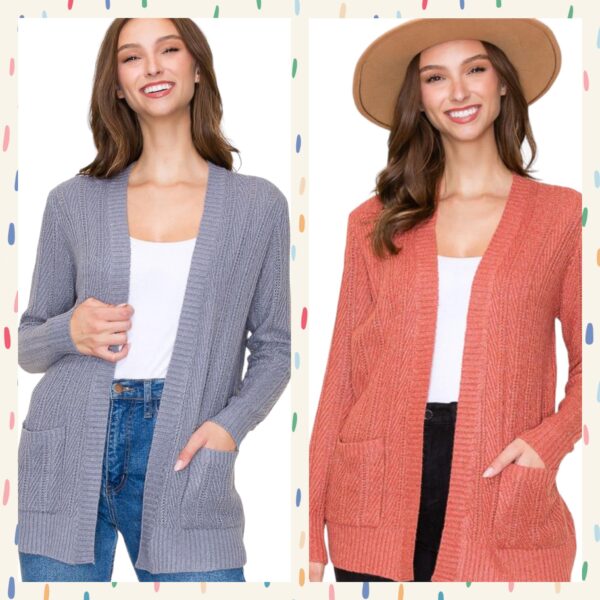 TEXTURED KNIT OPEN CARDIGAN*NOW 75% OFF*