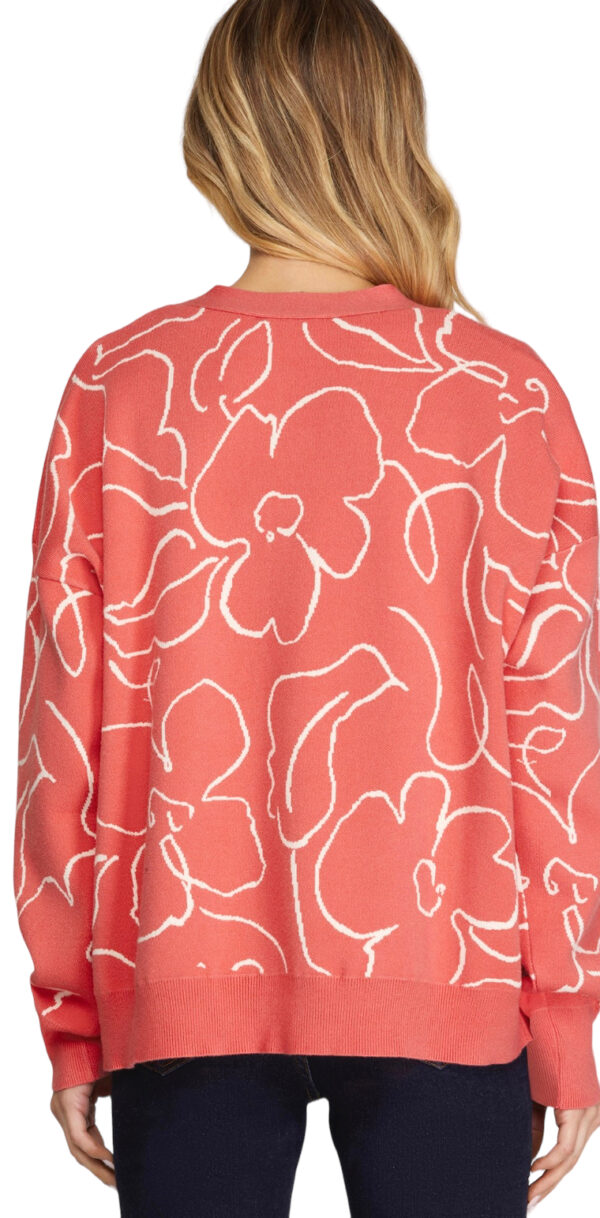 FLORAL PATTERN V-NECK CARDIGAN - Image 2