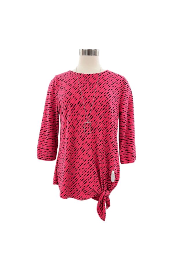 SOUTHERN LADY 3/4 SLEEVE SIDE TIE TEXTURED TOP