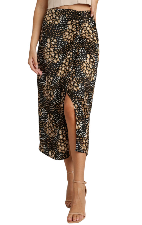 SATIN SIDE RUCHED MIDI SKIRT - Image 6