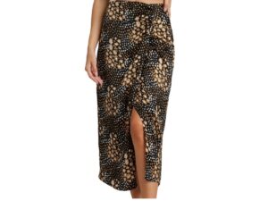 SATIN SIDE RUCHED MIDI SKIRT