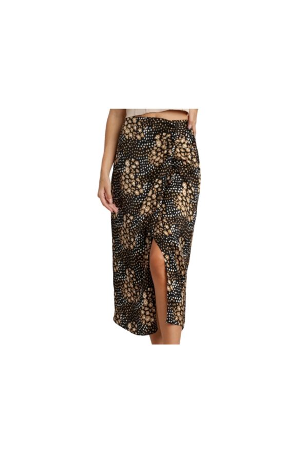 SATIN SIDE RUCHED MIDI SKIRT